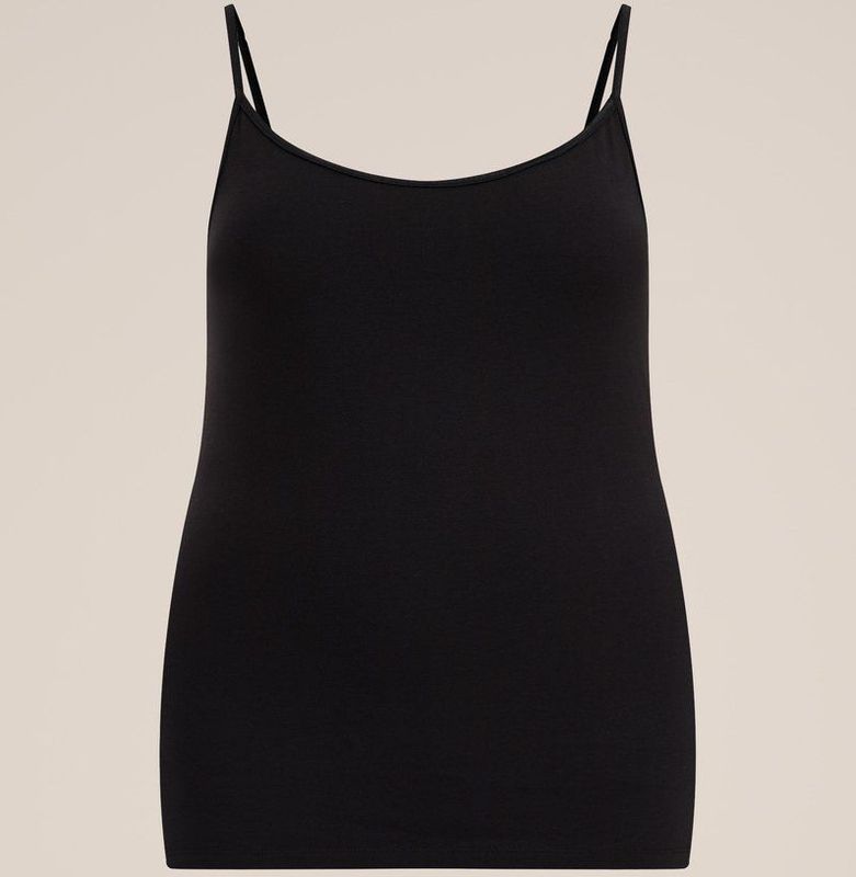 WE Fashion - Curve - Dames Singlet - Zwart - Katoen