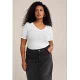 WE Fashion Dames T-shirt met V-hals - Curve