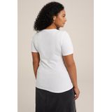 WE Fashion Dames T-shirt met V-hals - Curve