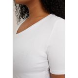 WE Fashion Dames T-shirt met V-hals - Curve