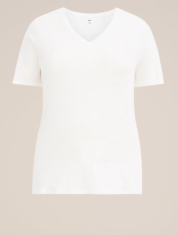 WE Fashion Dames T-shirt met V-hals - Curve