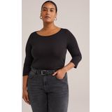 WE Fashion Dames T-shirt met driekwart mouwen - Curve