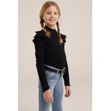 WE Fashion Meisjes geribd T-shirt met ruches