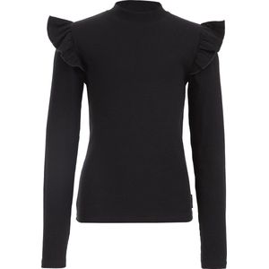 WE Fashion Meisjes geribd T-shirt met ruches