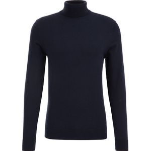 Fundamentals - Slim Fit - Fijngebreide Coltrui - Donkerblauw - Katoen