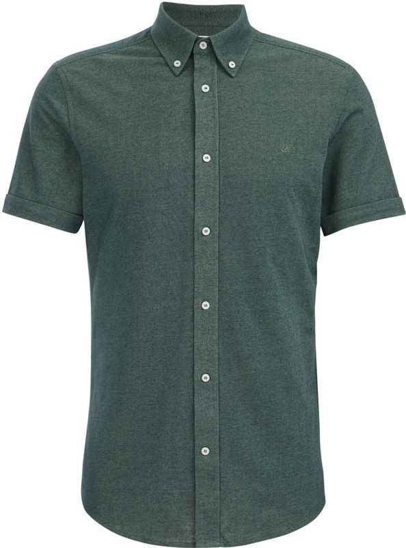 Fundamentals - Slim Fit Overhemd - Mosgroen - Piquéjersey