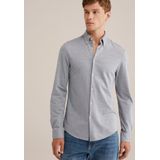 Fundamentals - Slim Fit Overhemd - Lichtgrijs - Piquéjersey - Katoen