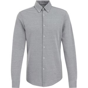 Fundamentals - Slim Fit Overhemd - Lichtgrijs - Piquéjersey - Katoen
