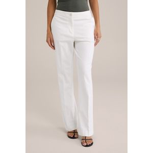 WE Fashion - Slim Fit Flared Pantalon - Wit - Viscose
