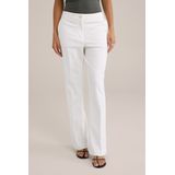 WE Fashion - Slim Fit Flared Pantalon - Wit - Viscose