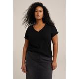 WE Fashion - Top - V-hals - Korte Mouwen - Polyestermix