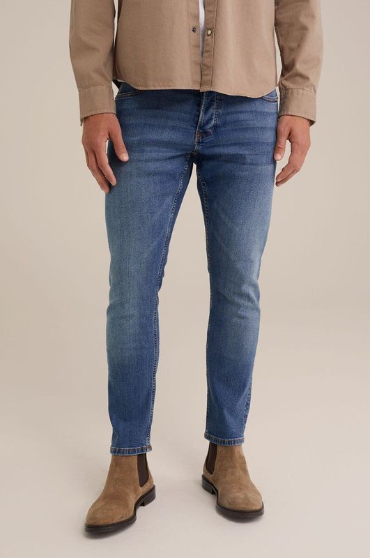 WE Fashion Heren slim fit jeans met medium stretch