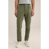 Fundamentals - Heren tapered fit chino met stretch - Tapered - Olijfgroen - Katoen - Maat: 29/30