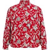 WE Fashion Curve Gebloemde Blouse Rood/Ecru