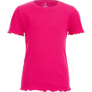 WE Fashion Meisjes slim fit T-shirt met ribstructuur