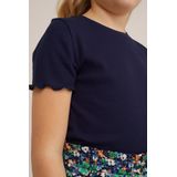 WE Fashion Meisjes slim fit T-shirt met ribstructuur