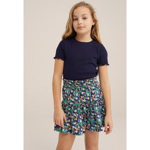 WE Fashion Meisjes slim fit T-shirt met ribstructuur