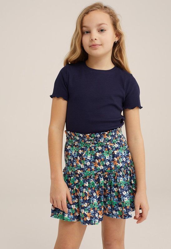 WE Fashion Meisjes slim fit T-shirt met ribstructuur