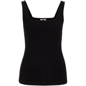 WE Fashion - Dames Singlet - Zwart - Ribstof - Viscose