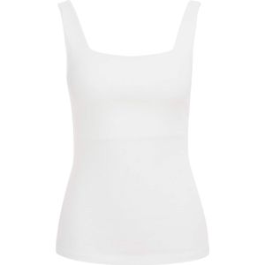 WE Fashion - Dames Singlet - Wit - Ribstof - Viscose