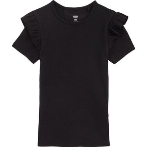 WE Fashion - Shirt - Zwart - Slanke Pasvorm - Kwartmouw