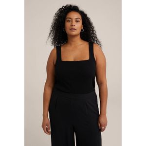 WE Fashion - Curve - Dames Singlet - Zwart - Viscose