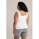 WE Fashion Ribgebreide Singlet Wit