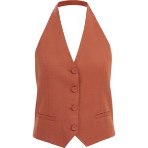 WE Fashion Dames Gilet - Gevoerd - Tencel en Linnen Mix
