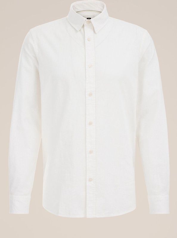 Fundamentals - Heren Overhemd - Wit - Linnenmix - Tall Fit