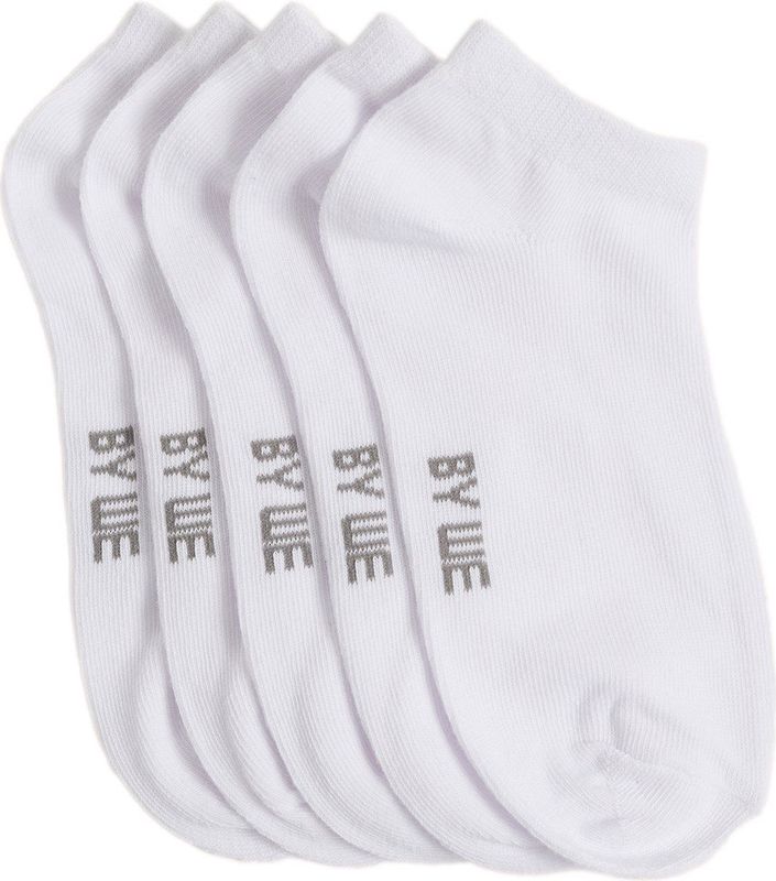 WE Fashion - Enkelsokken - Wit - Katoenmix - Set van 5