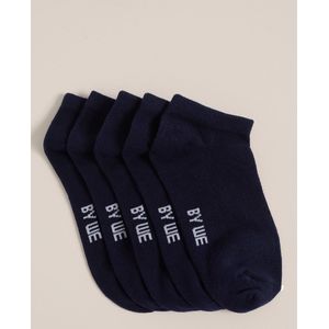 WE Fashion - Enkelsokken - Marineblauw - Set van 5
