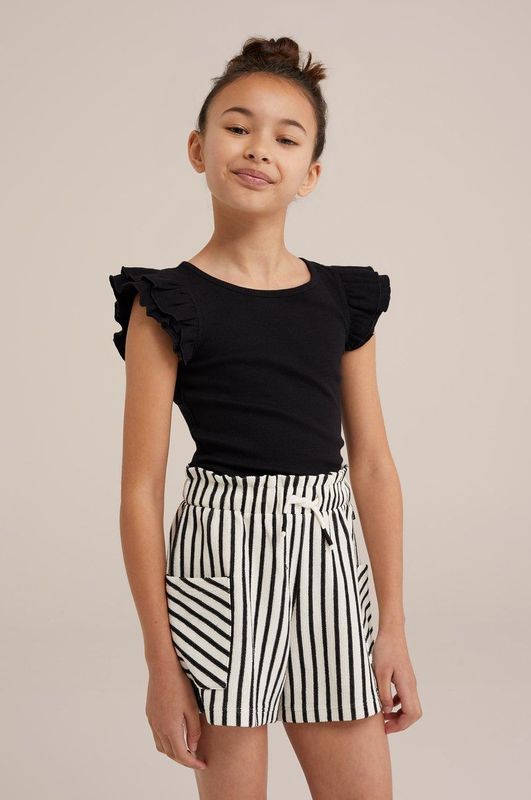 WE Fashion Meisjes cropped T-shirt met ruches