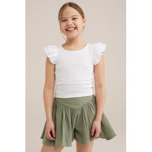 WE Fashion Meisjes cropped T-shirt met ruches