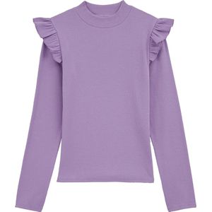 WE Fashion Meisjes geribd T-shirt met ruches