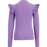 WE Fashion Meisjes geribd T-shirt met ruches