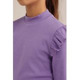 WE Fashion Meisjes geribd T-shirt met ruches
