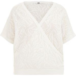 WE Fashion - Curve - Gebreide Top - Gebroken Wit - Regular Fit
