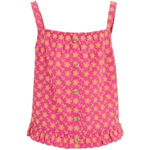 WE Fashion - Meisjes top met sierknopen - Regular fit - Roze - Katoen - Maat: 92