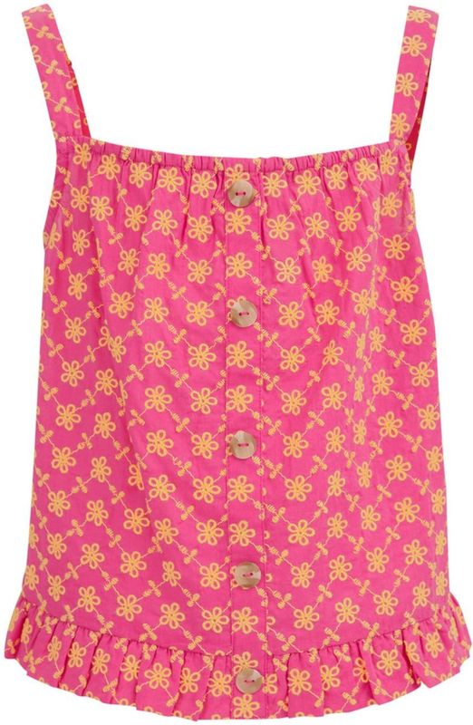 WE Fashion - Meisjes top met sierknopen - Regular fit - Roze - Katoen - Maat: 92