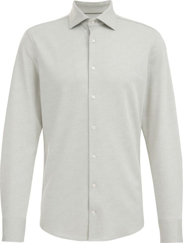 WE Fashion - Gebreid Slim Fit Overhemd - Mos Groen