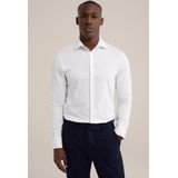 Fundamentals - Heren Premium Jacquard Gebreid Overhemd - Slim Fit - Wit - Katoen