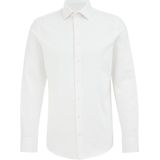 Fundamentals - Heren Premium Jacquard Gebreid Overhemd - Slim Fit - Wit - Katoen