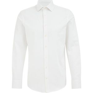 Fundamentals - Heren Premium Jacquard Gebreid Overhemd - Slim Fit - Wit - Katoen