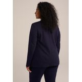 WE Fashion Curve - Blazer - Marine - Getailleerd - Stretchkatoen