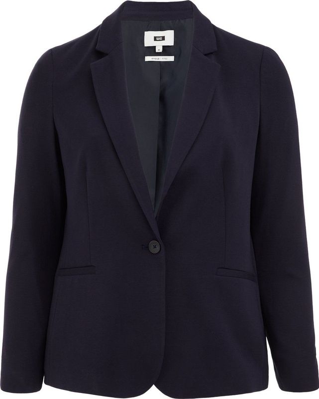 WE Fashion Curve - Blazer - Marine - Getailleerd - Stretchkatoen