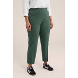 WE Fashion - Curve - Slim Fit Pantalon - Zeegroen - Viscose - Plus Size Maat 50