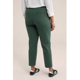 WE Fashion - Curve - Slim Fit Pantalon - Zeegroen - Viscose - Plus Size Maat 50