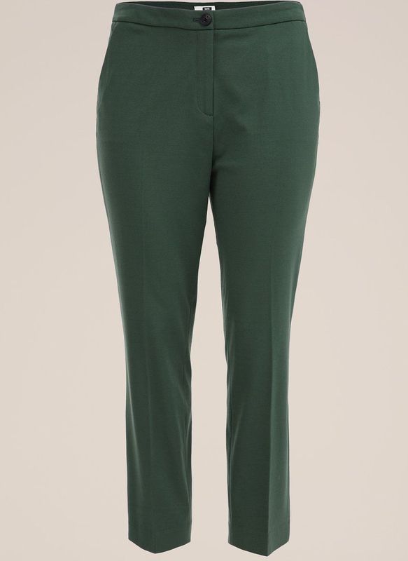WE Fashion - Curve - Slim Fit Pantalon - Zeegroen - Viscose - Plus Size Maat 50