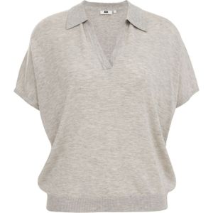 WE Studio - Dames fijngebreide trui - Regular fit - Lichtgrijs - Viscose - Maat: XL