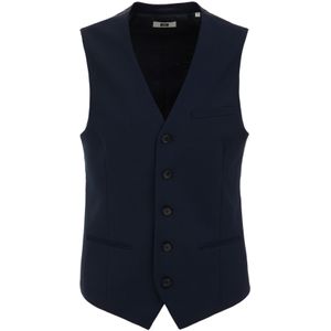 Fundamentals - Slim Fit Gilet - Donkerblauw - Geweven Stof